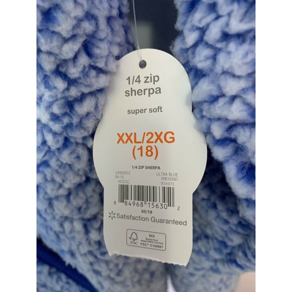New‎ Wonder Nation Sherpa Pullover 1/4 Zip Kids Sz XXL 18 Blue Soft NWT - Picture 6 of 8